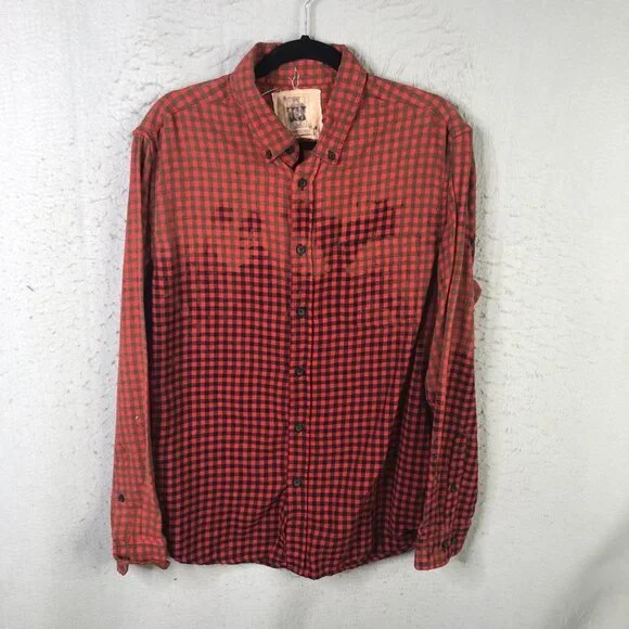 Timber June Shirt Large Red Check Flannel Evil Eye Sequin Back Boho Graphic - Picture 2 of 16